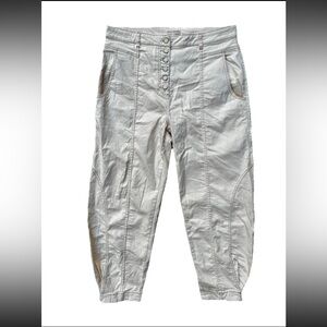 Ulla Johnson Brodie Tapered High Rise Cargo Jeans White Ivory Sz 12 Button Fly